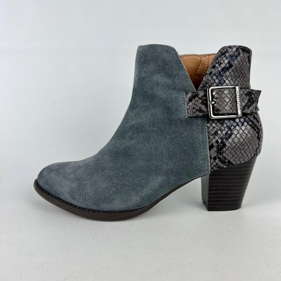 Vionic Naomi Womens Suede Snake Print Water Resistant Ankle Boots Gray size 6.5 - Picture 7 of 16